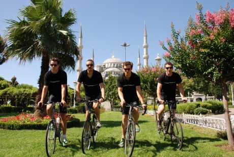 Click on image to see full-sized version Cyclists in Istanbul, Turkey