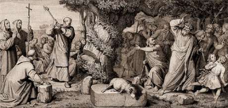 Click on image to see full-sized version St Boniface chopping the oak tree