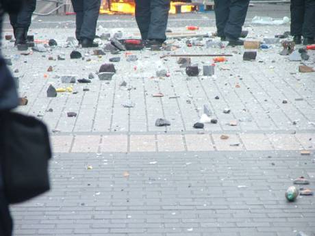 Click on image to see full-sized version Debris Litters The Ground as Projectiles Continue To Rain Down on Gardai