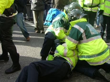 Click on image to see full-sized version Fighting Breaks out and a Garda Goes Down Injured