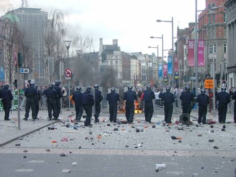 Click on image to see full-sized version Gardai Are Very Thinly Stretched and Outnumbered by Protestors
