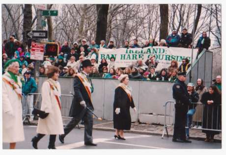 Click on image to see full-sized version An anti hare coursing demo at the 1994 New York St Patrick's Day parade