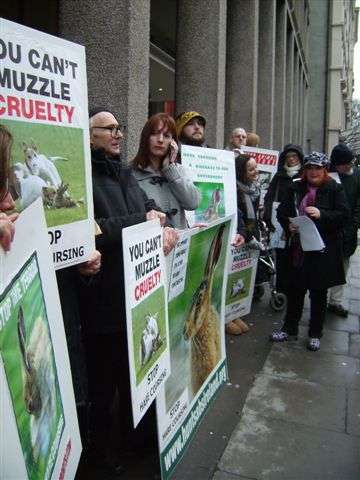 Click on image to see full-sized version Protesters including Deputy Clare Daly (Socialist Party) calling for a coursing ban