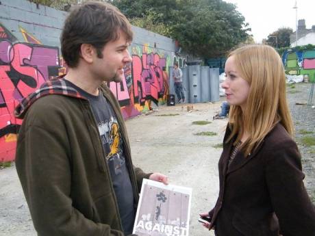 Click on image to see full-sized version Ms. Hughes with William Parry author of Against the Wall, The Art of Resistance in Palestine