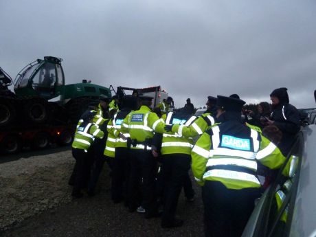 Garda hemming in assembled supporters