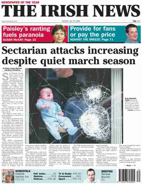 Click on image to see full-sized version Irish News Front page 25 July 2006