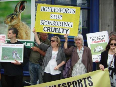 Deputy Maureen O' Sullivan with ICABS PRO Aideen Yourell on picket