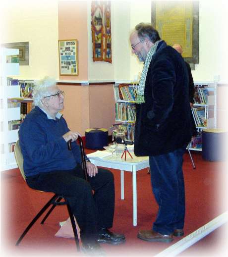 Click on image to see full-sized version Playwright John Arden (seated) with poet Patrick Early