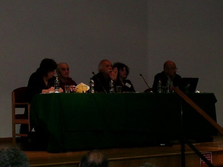 Click on image to see full-sized version Nira Yuval- Davis, Moshe Machover, Michael Warschawski, Adar Grayevsky and Sami Shalom Chetrit