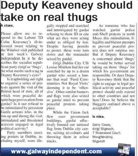 irg reply in Galway Indepedent