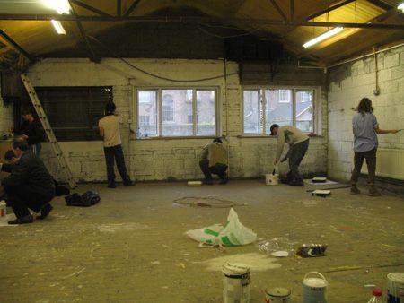Team effort, getting the walls painted up