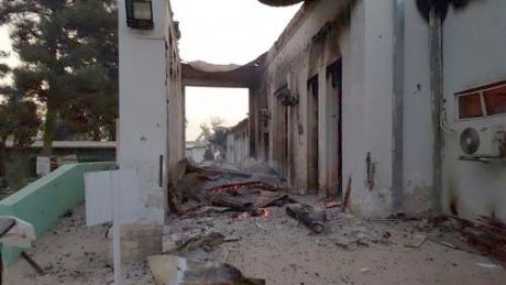 Click on image to see full-sized version Photo: MSF. A destroyed area of the MSF hospital in Kunduz, Afghanistan is visible at first light on 03 October 2015, the morning after the facility was hit by sustained bombing