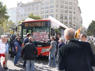 Click on image to see full-sized version Strike Breaking Bus - halted